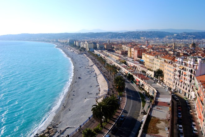 View of the ocean and promenade.