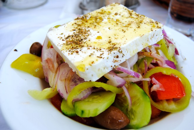 My first true Greek salad. Take note of the delicious feta.
