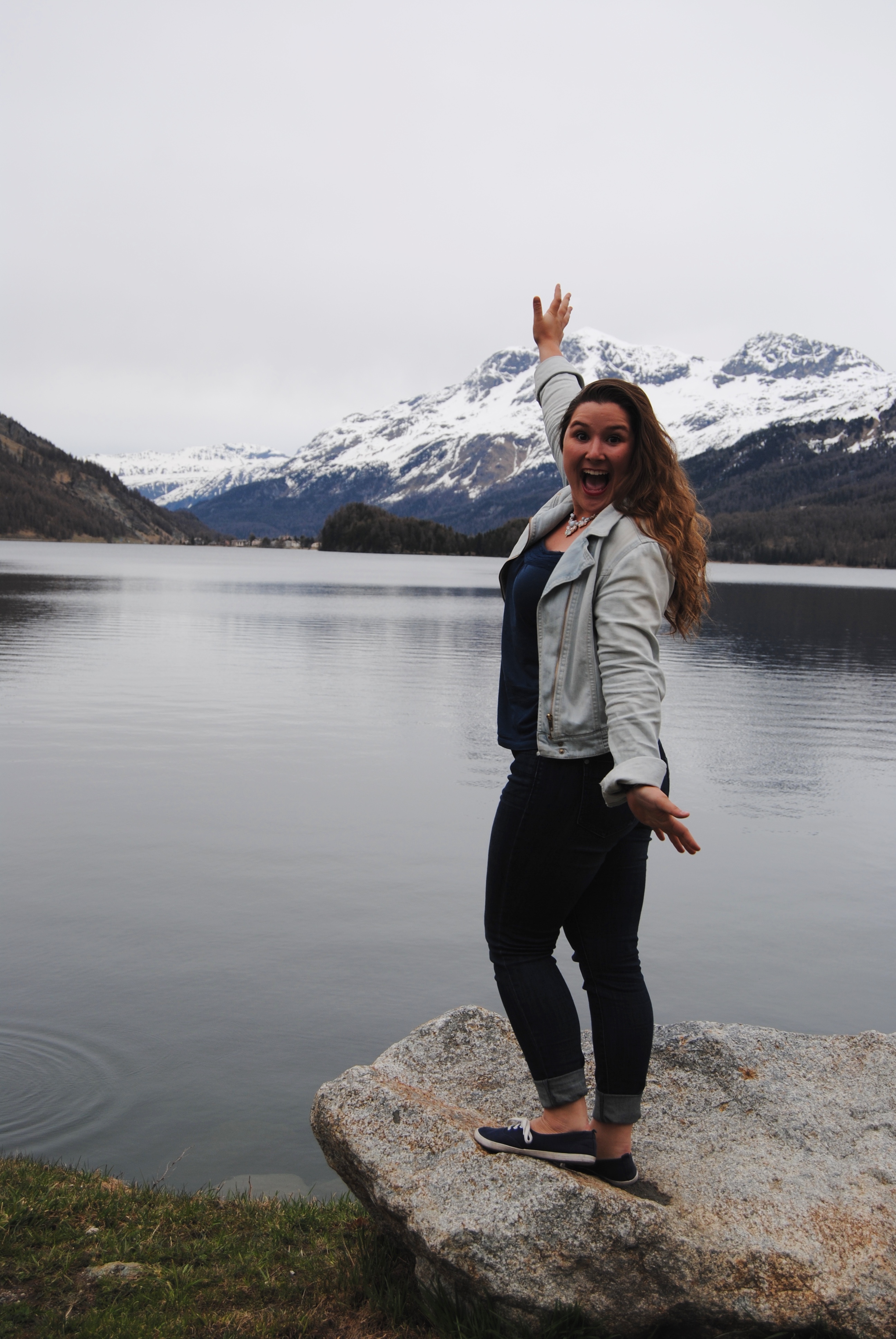 Quick stop to take pictures with the Alps on the way to St. Moritz.