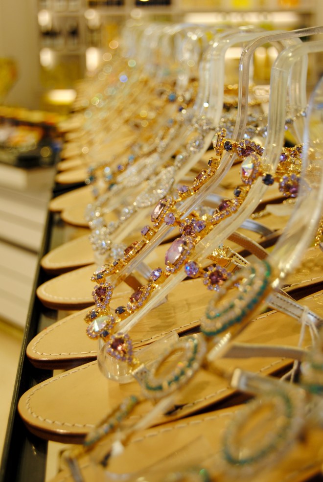 Some of the shoes at the sandal shop.